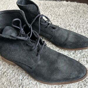 Topman Black Suede Lace-Up Ankle Boots